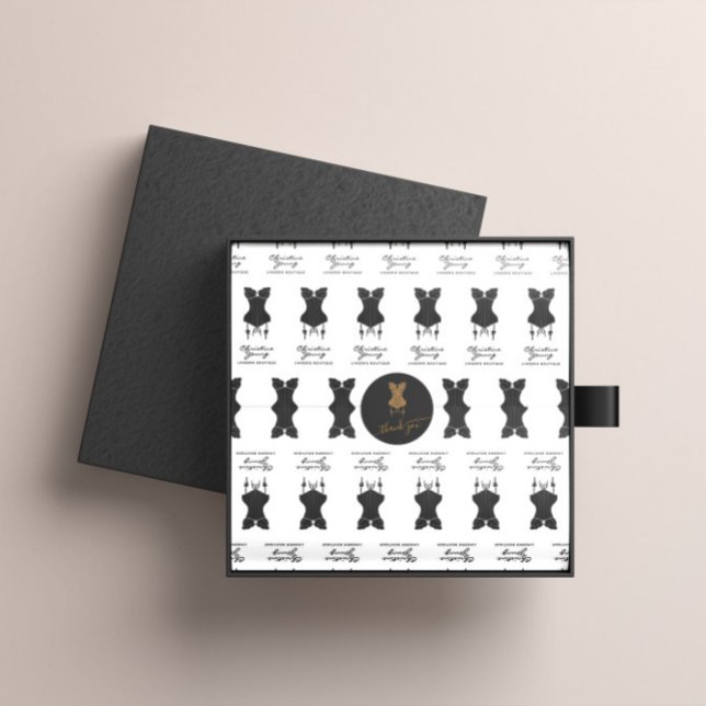 Gold Glitzer Logo Lingerie Boutique Vielen Dank Runder Aufkleber (Von Creator hochgeladen)