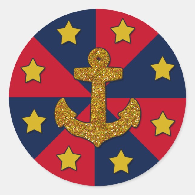 Gold Glitzer Look Anchor, Rundaufkleber, glänzend Runder Aufkleber (Vorderseite)