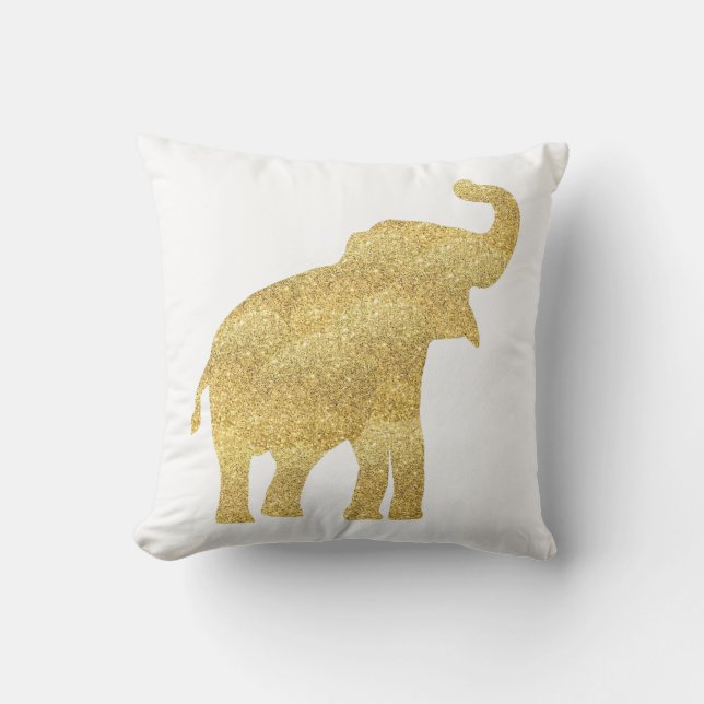 Gold Glitzer Look Baby Elefant Kissen (Vorderseite)
