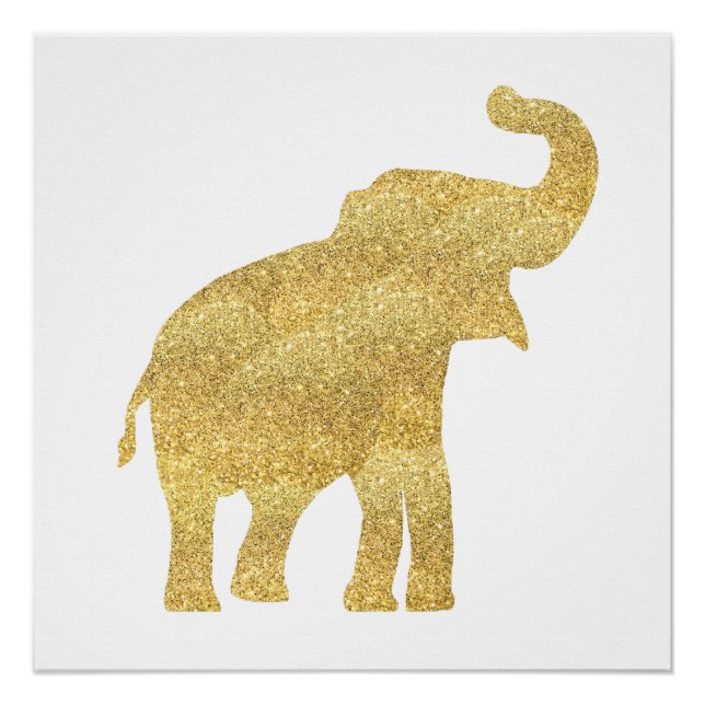 Gold Glitzer Look Baby Elefant Poster (Vorderseite)