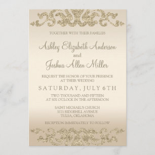 Gold Glitzer Look Hochzeitseinladungen Einladung