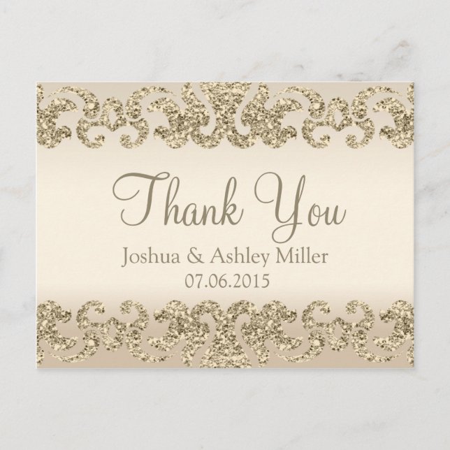 Gold Glitzer Look Vielen Dank Postkarte (Vorderseite)