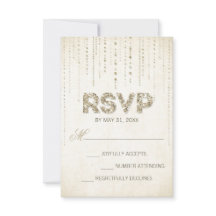 Gold Glitzer Look Wedding RSVP Card