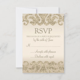 Gold Glitzer Look Wedding RSVP Cards Karte