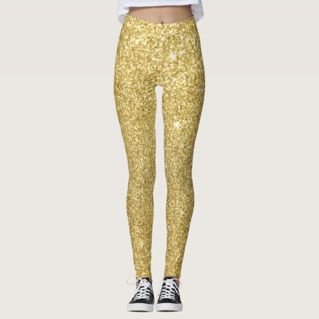 Gold Glitzer, luxuriös, glänzend. Leggings (Vorderseite)