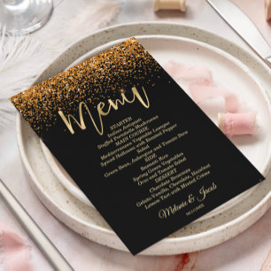 Gold Glitzer Luxus Flat Menu Card Menükarte