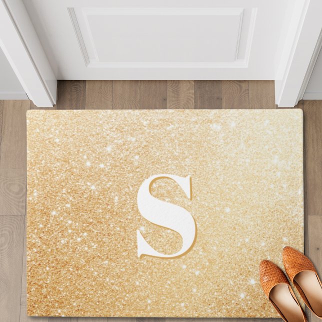 Gold Glitzer Luxus Personalisiert Monogram Door Ma Fußmatte (Gold Glitter Luxury Personalized Monogram Door Mat)