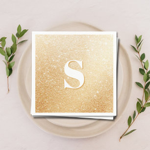 Gold Glitzer Luxus Personalisiert Monogram Napkins Serviette