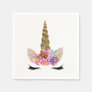 Gold Glitzer Magical Unicorn Horn Geburtstagsparty Serviette