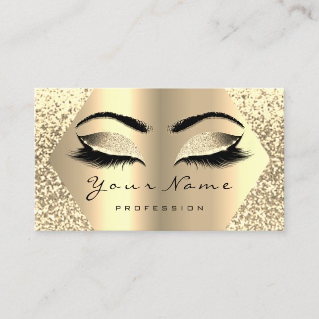 Gold Glitzer Makeup Artist Eyelash Brow Influencer Visitenkarte (Vorderseite)