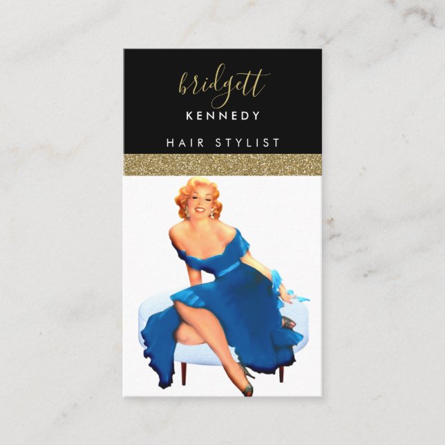 Gold Glitzer Makeup Artist Friseur Salon Visitenkarte (Vorderseite)
