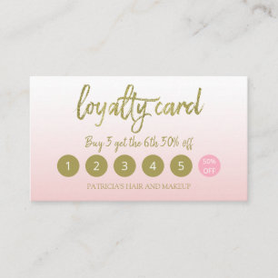 Gold Glitzer Makeup Artist Salon Loyalität Karte