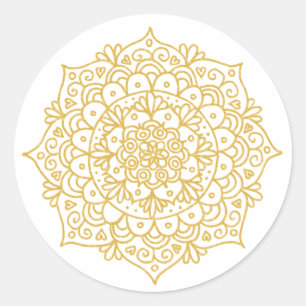 Gold Glitzer Mandala Blume Runder Aufkleber