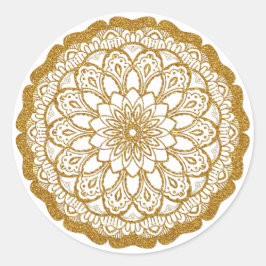 Gold Glitzer Mandala Runder Aufkleber