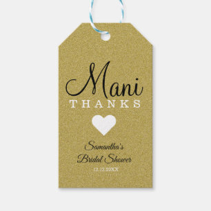 Gold Glitzer Mani Danke Brautparty Geschenkanhänger