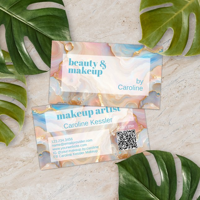 Gold Glitzer Marble Art Muster Scannable QR Code Visitenkarte (Von Creator hochgeladen)