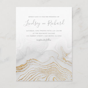 Gold Glitzer Marble & Modern Script Hochzeit einla Einladungspostkarte