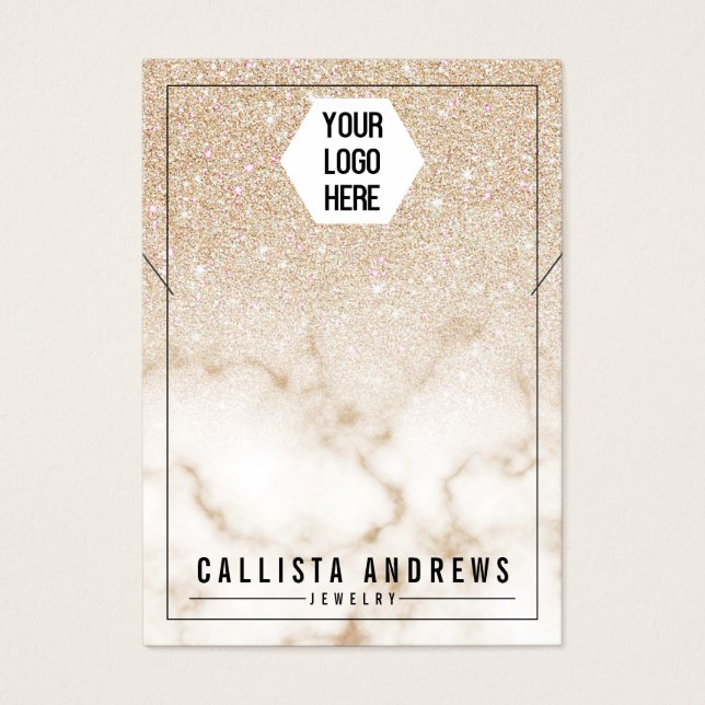 Gold Glitzer Marble Ombre Logo Necklace Display (Vorderseite)