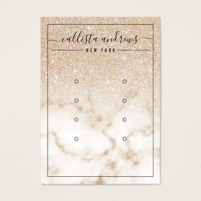 Gold Glitzer Marble Ombre Ohrringe Display Card (Vorderseite)