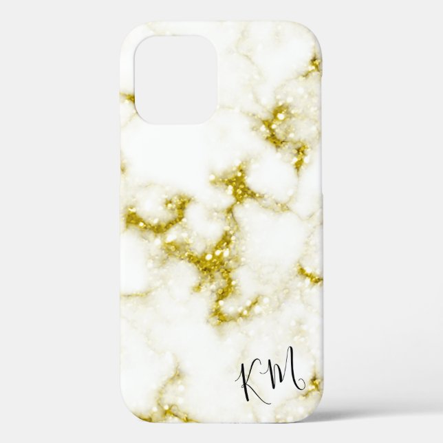 Gold Glitzer Marble Personalisiert Case-Mate iPhone Hülle (Rückseite)