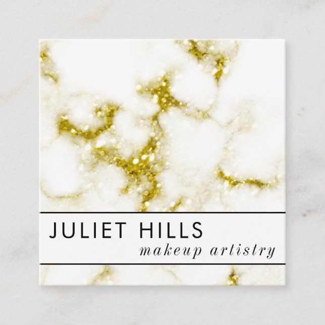 Gold Glitzer Marble Square Business Card Quadratische Visitenkarte (Vorderseite)