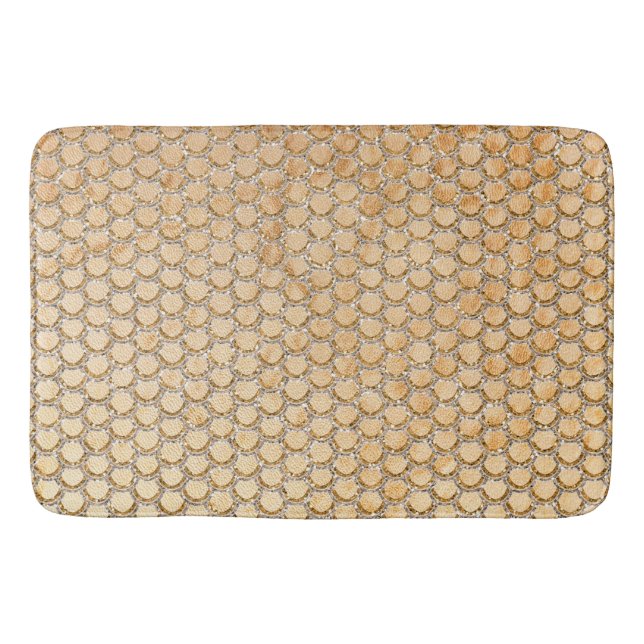 Gold Glitzer Marmor Mermaid Scales Muster Badematte (Vorderseite)