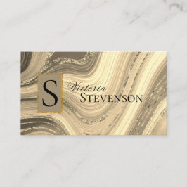 Gold Glitzer Marmor Monogram Elegant Abstrakt Visitenkarte