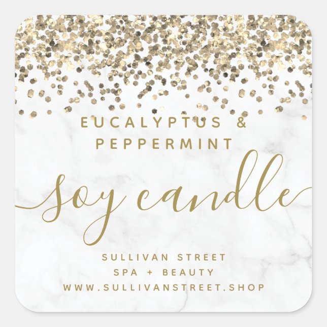 Gold-Glitzer-Marmor-Sojakonzerne Quadratischer Aufkleber (Vorderseite)