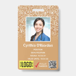 Gold Glitzer Medical Foto ID QR Barcode Abzeichen Ausweis