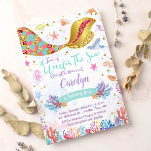 Gold Glitzer   Meerjungfrau unter dem Meer Geburts Einladung