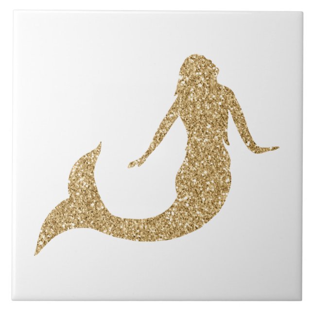 Gold Glitzer Mermaid Fliese (Vorderseite)
