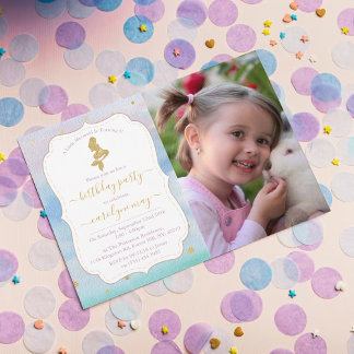 Gold Glitzer Mermaid Foto jedes Alter Geburtstag Einladung