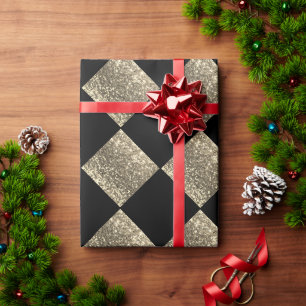 Gold Glitzer Metallic Black Abstrakt Chic Geschenkpapier