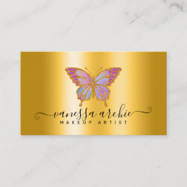 Gold Glitzer Metallic Foil Butterfly Logo Visitenkarte