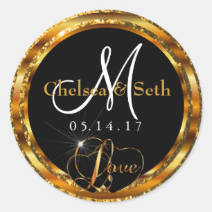 Gold Glitzer & Metallic   Personalisieren Runder Aufkleber