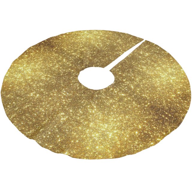 Gold Glitzer Metallic Polyester Weihnachtsbaumdecke (Schrägansicht)