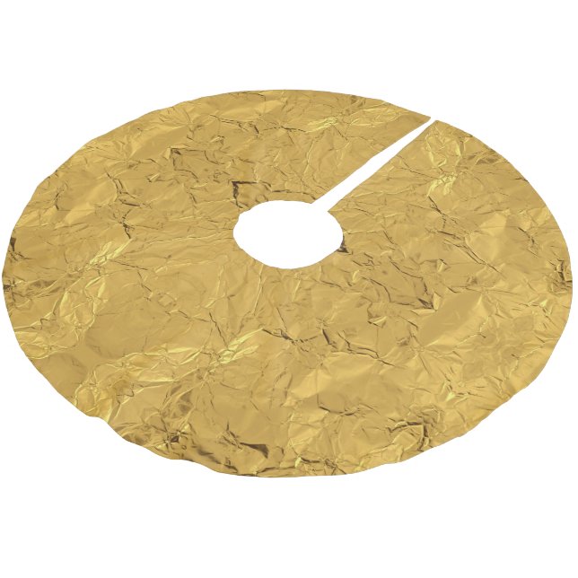 Gold Glitzer Metallic verkrüppelt Elegantes Holida Polyester Weihnachtsbaumdecke (Schrägansicht)