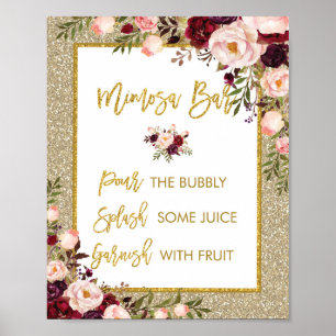 Gold Glitzer Mimosa Bar Sign Blumendekor Poster