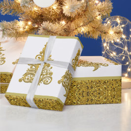 Gold Glitzer mit Filigree Weihnachtsbaum Geschenkpapier