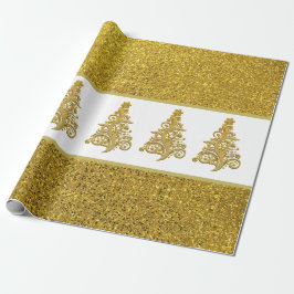 Gold Glitzer mit Filigree Weihnachtsbaum Geschenkpapier