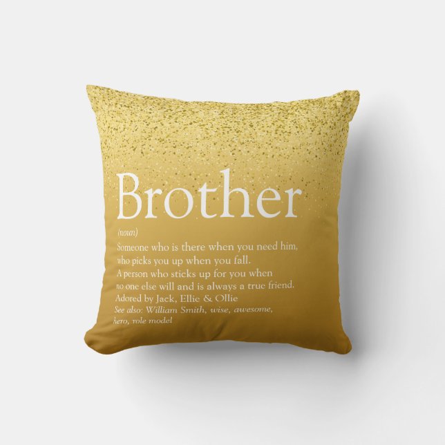 Gold Glitzer Modern Best Brother Ever Definition Kissen (Vorderseite)