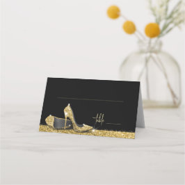 Gold Glitzer Moderne Glam High Heel Schuhe Platzkarte