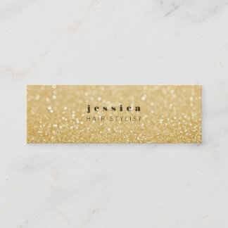 Gold Glitzer Moderne Haare-Treppenkarte Mini Visitenkarte