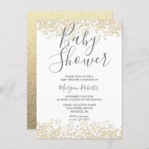Gold Glitzer Moderne Kinderdusche Einladung