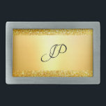 Gold Glitzer Modernes, elegantes Mit Monogramm Tem Rechteckige Gürtelschnalle<br><div class="desc">Gold Glitzer Moderne elegante Mit Monogramm Template Glamour Gürtelschnalle.</div>