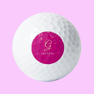 Gold Glitzer & Monogram, Name des weißen Drehbuchs Golfball