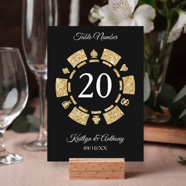 Gold Glitzer Monogram Poker Chip Casino Hochzeit Einladung (Von Creator hochgeladen)