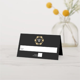 Gold Glitzer Monogram Poker Chip Casino Hochzeit Platzkarte