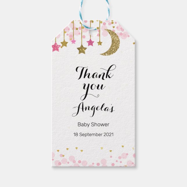 Gold Glitzer Moon Modern Vielen Dank Tag. Geschenkanhänger (Vorderseite)