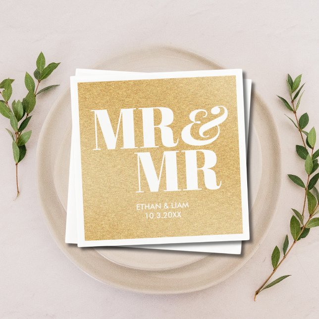 Gold Glitzer Mr & Mr. Personalisiert Wedding Napki Serviette (Gold Glitter Mr & Mr Personalized Wedding Napkins
)